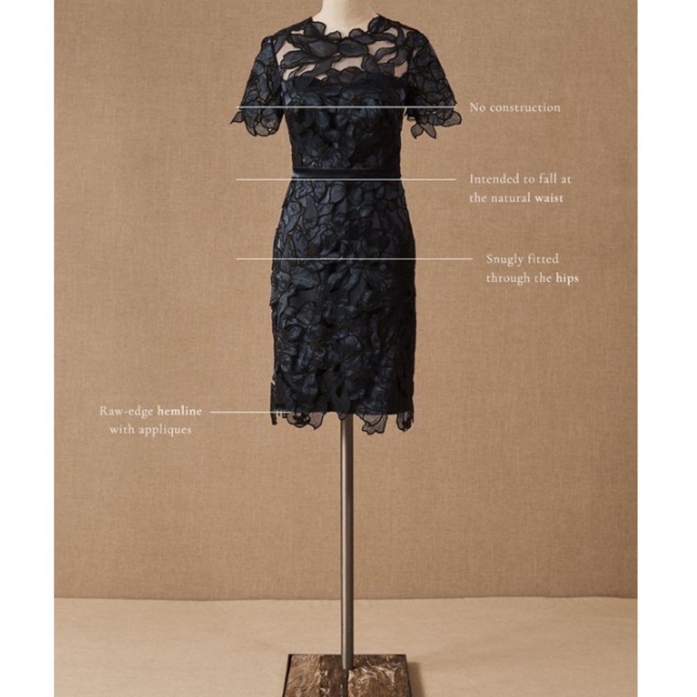 Anthropologie JS Collections NWT Navy/Black Winter Floral Formal Dress. Size 4.